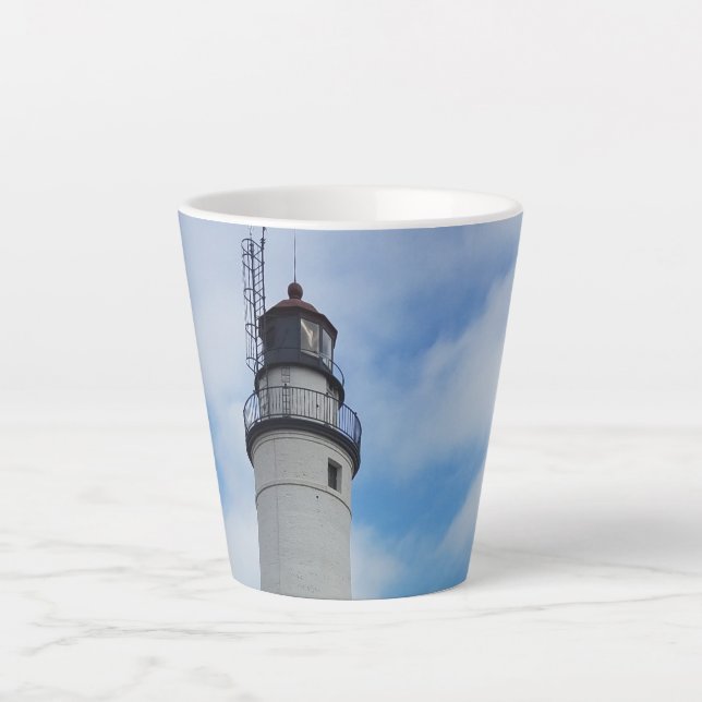 Caneca De Café Latte Farol Fort Gratiot Michigan (Frente)