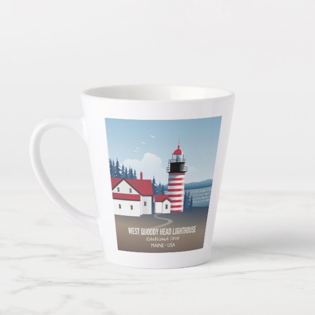 Caneca De Café Latte Farol West Quoddy Head (Esquerda)