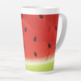 Caneca De Café Latte Fatia gigante de melancia engraçada em aquarela fo