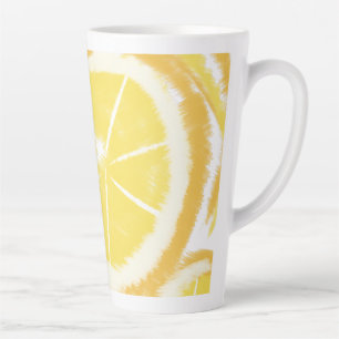 Caneca De Café Latte Fatias de Redemoinhos de Limão Abstratos