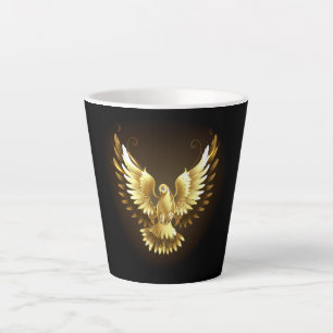Caneca De Café Latte Faux Gold Foil Peace Dove em Preto