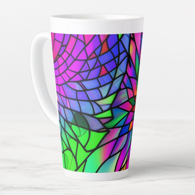 Caneca De Café Latte Faux StainGlass (Ângulo esquerdo)