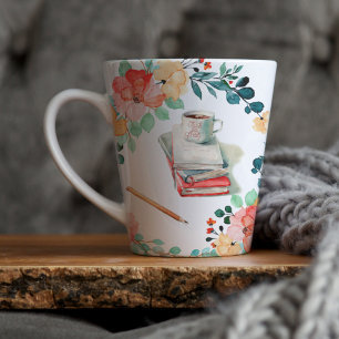 Caneca De Café Latte Favoritos de Fim de Semana   Ilustração em Aquarel