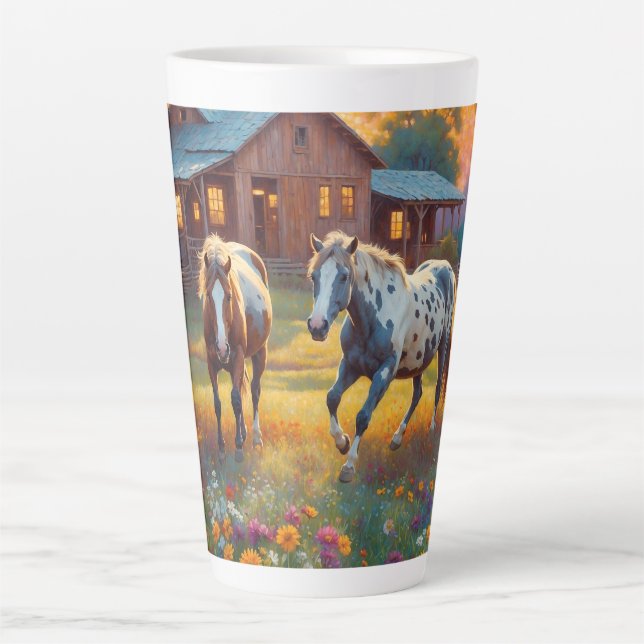 Caneca De Café Latte Fazenda de Cavalos (Frente)