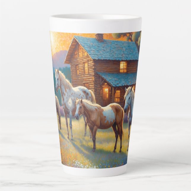 Caneca De Café Latte Fazenda de Cavalos (Frente)