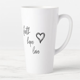 Caneca De Café Latte Fé, Esperança, Amor -