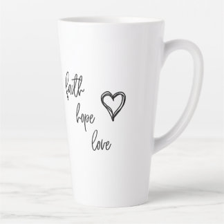 Caneca De Café Latte Fé, Esperança, Amor -