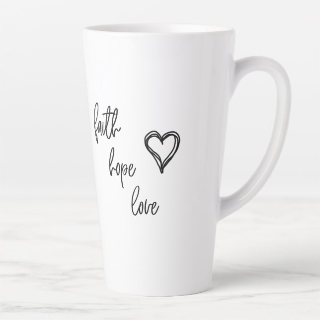 Caneca De Café Latte Fé, Esperança, Amor - (Direita)
