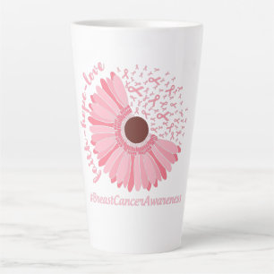 Caneca De Café Latte Fé, Esperança, Amor - Consciência do Cancer da Mam