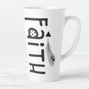 Caneca De Café Latte Fé Inspiradora Tribal Preto e Branco