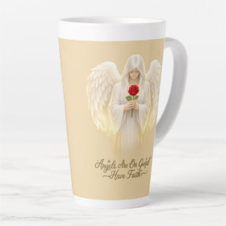Caneca De Café Latte FéAngélica CoraçãoDourado