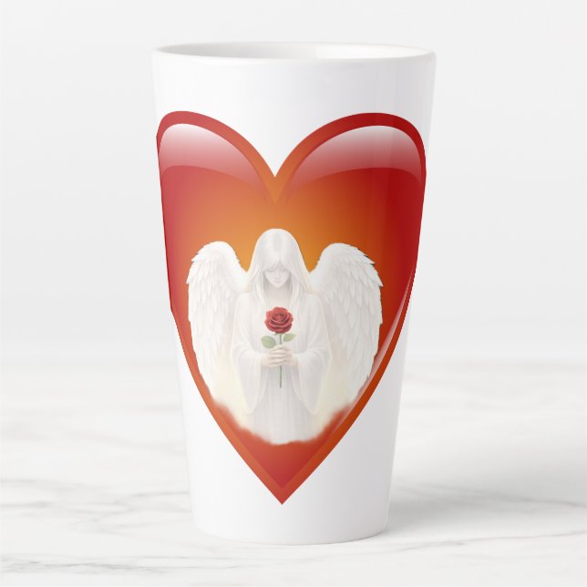 Caneca De Café Latte FéAngélicaCoraçãoDePrata (Frente)