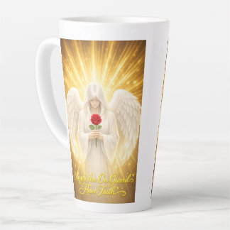 Caneca De Café Latte FéAngélicaCoraçãoDourado