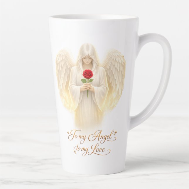 Caneca De Café Latte FéAngélicaCoraçãoDourado (Direita)