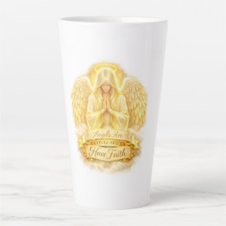 Caneca De Café Latte FéAngélicaCoraçãoDourado