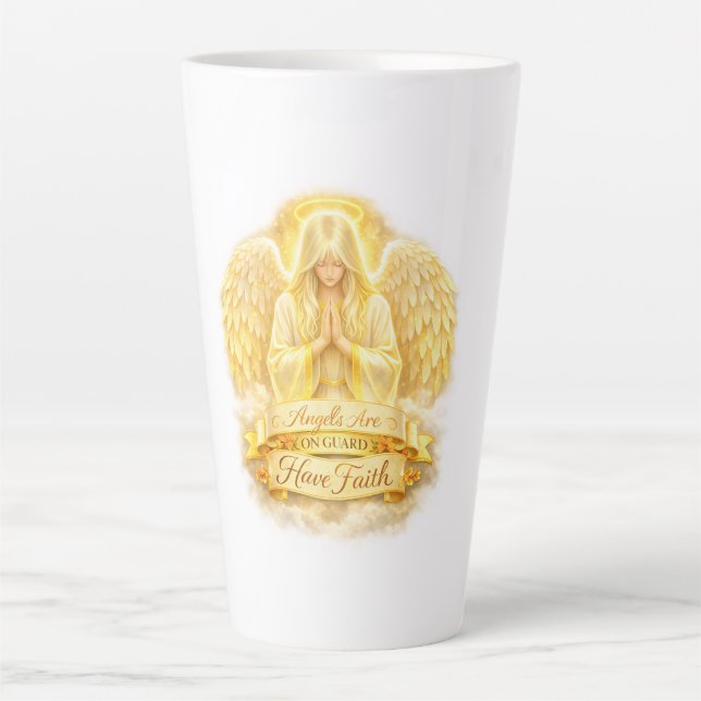 Caneca De Café Latte FéAngélicaCoraçãoDourado (Frente)