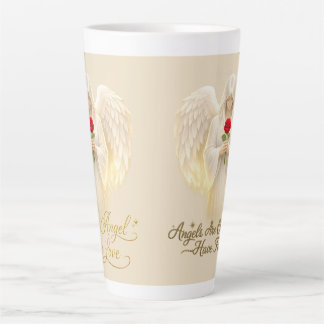 Caneca De Café Latte FéAngélicaCoraçãoDourado