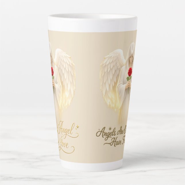 Caneca De Café Latte FéAngélicaCoraçãoDourado (Frente)