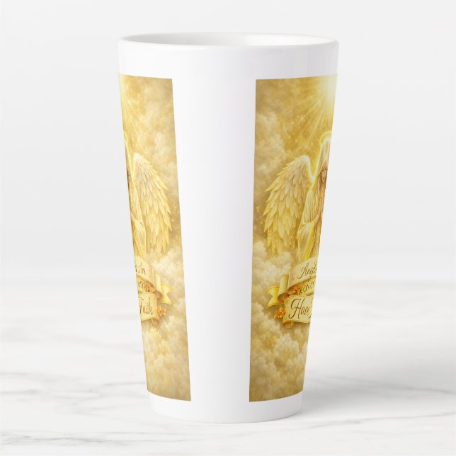 Caneca De Café Latte FéAngélicaCoraçãoDourado (Frente)