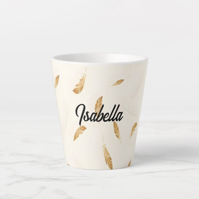 Caneca De Café Latte Feathers Luxury Modern Boho Collection (Frente)