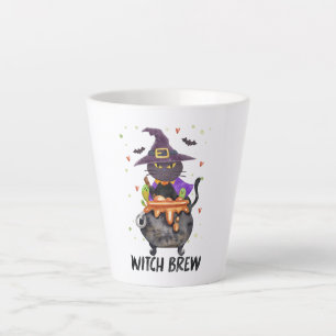 Caneca De Café Latte Feiticeira - Bruxa Vestida de Gato
