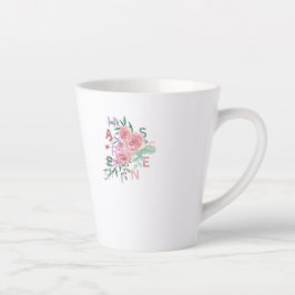 Caneca De Café Latte Felicidade Arte Flor