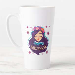 Caneca De Café Latte Felicidade Bloomia de Dentro