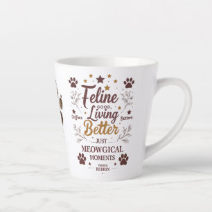 Caneca De Café Latte Feline Good, Vivendo Melhor - Apenas Momento Meowg