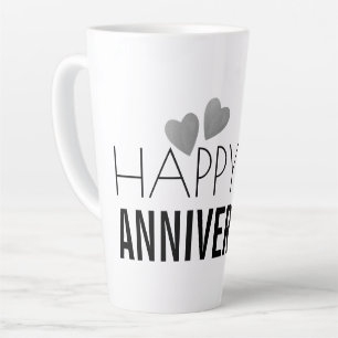 Caneca De Café Latte Feliz 25 Aniversário do Casamento Silver