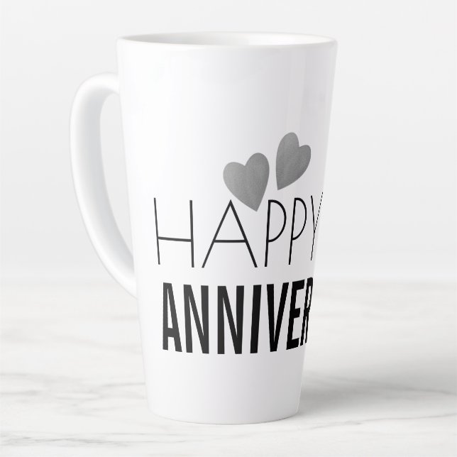 Caneca De Café Latte Feliz 25 Aniversário do Casamento Silver (Ângulo esquerdo)