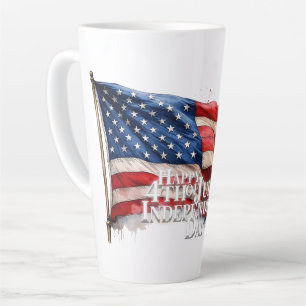 Caneca De Café Latte Feliz 4 de julho - Dia da Independência