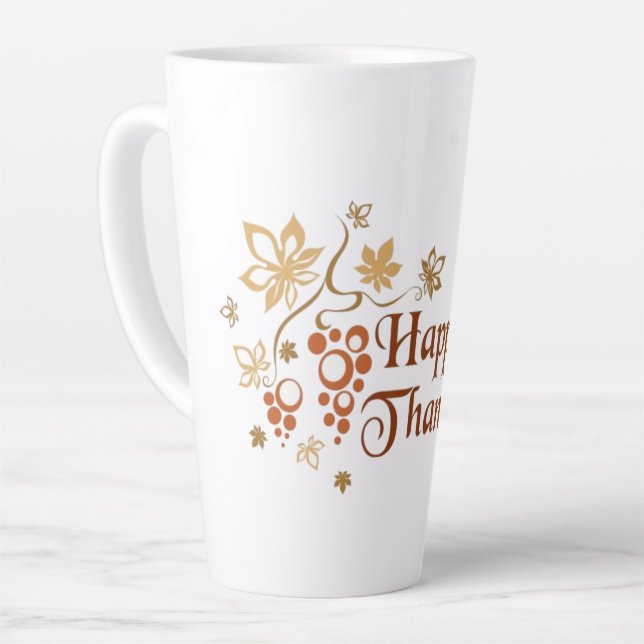 Caneca De Café Latte Feliz Ação de Graças (Ângulo esquerdo)