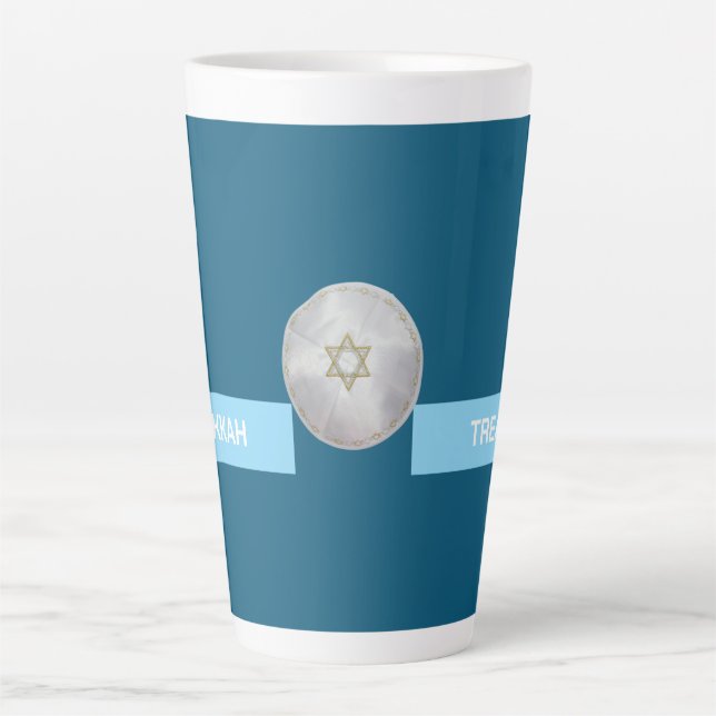 CANECA DE CAFÉ LATTE FELIZ ALTURA DE HANUKKAH (Frente)