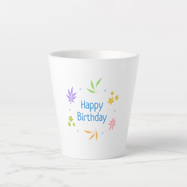 Caneca De Café Latte Feliz aniversário (Frente)