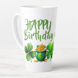Caneca De Café Latte Feliz Aniversário Café Verde Sorte Irlandês Idade
