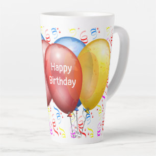 Caneca De Café Latte Feliz aniversário com balões latte mug