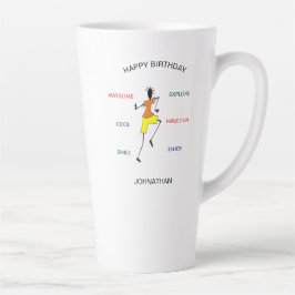Caneca De Café Latte Feliz Aniversário Dançando Movimentos