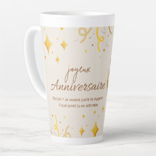 Caneca De Café Latte feliz aniversário. feliz aniversário.