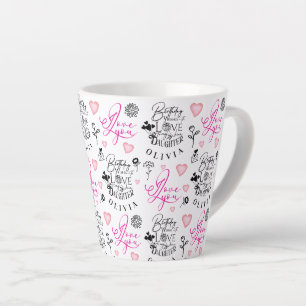 Caneca De Café Latte Feliz Aniversário Filha Nome Personalizado
