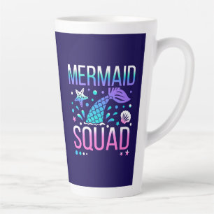 Caneca De Café Latte Feliz Aniversário Sereia Esquadrão-68296