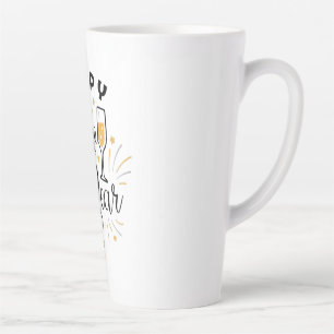 Caneca De Café Latte Feliz Ano Novo