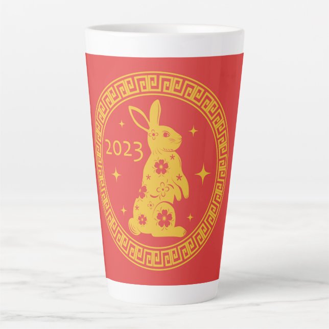 Caneca De Café Latte Feliz Ano Novo Chinês 2023 Rabbit (Frente)