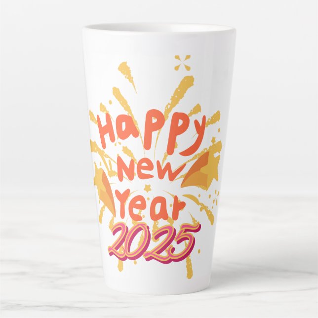 Caneca De Café Latte Feliz Ano Novo Mug 2025 (Frente)