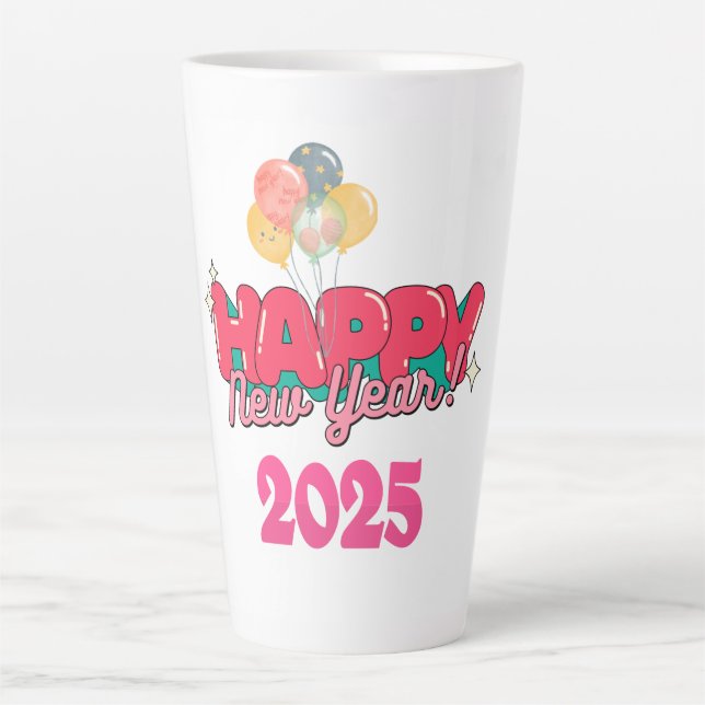 Caneca De Café Latte Feliz Ano Novo Mug 2025 (Frente)