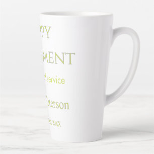 Caneca De Café Latte Feliz aposentadoria verde nome ano anos de serviço