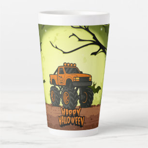 Caneca De Café Latte Feliz Caminhão do Monstro das Halloween com morceg