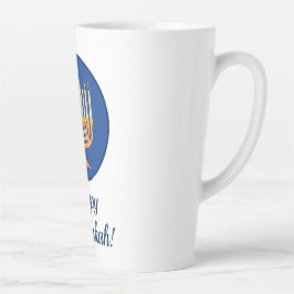 Caneca De Café Latte Feliz Chanukah! Candelabro