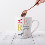 Caneca De Café Latte Feliz Colorida Moderna e Brilhante | Feriados feli<br><div class="desc">Feliz Colorida Moderna e Brilhante | Feriados felizes</div>
