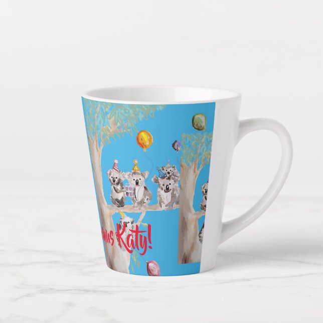 Caneca De Café Latte Feliz Cute Koala Koalamus Natal Latte Mug (Direita)