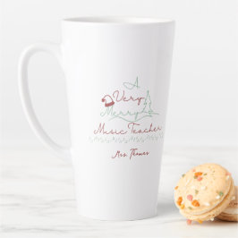 Caneca De Café Latte Feliz de Música Professor Personalizado Natal